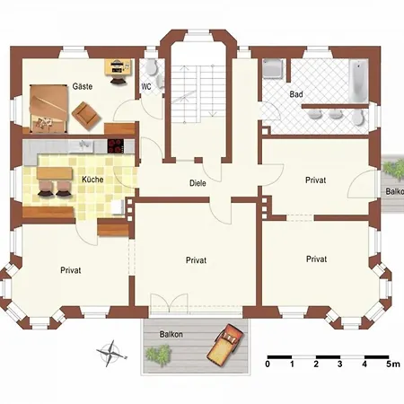 Apartamento Privat-gaestezimmer La-villa-feeling *